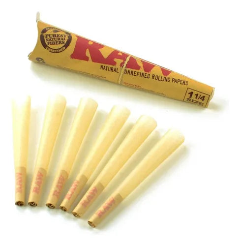 6 Conos Raw Clasicos Preenrolados Raw 1 1/4 - Green Growshop